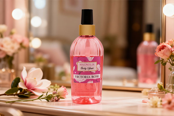 بادی اسپلش مگنولیا ویکتوریا رز روی میز آرایش