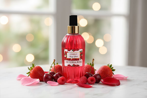 بادی اسپلش آنجلو رز با میوهها و گلبرگهای رز