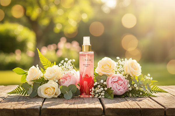 بادی اسپلش زنانه چارم سی گل روی سطح مرمر سفید