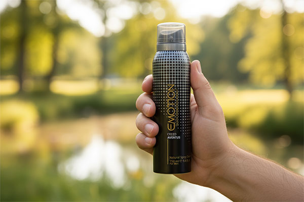 اسپری بدن مردانه کرید اونتوس ایموشن در دست یک مرد