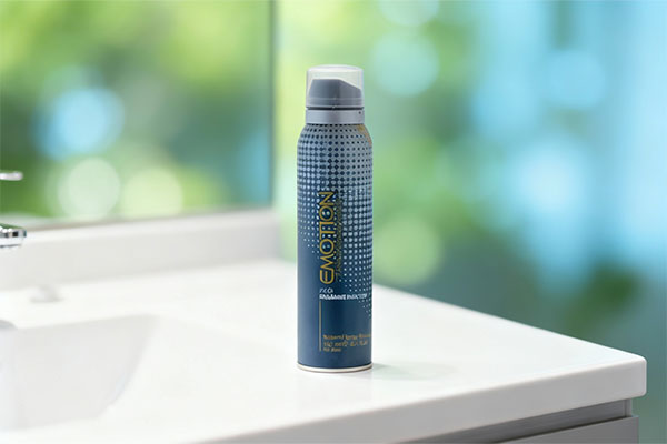 اسپری ضد تعریق مردانه رابان اینویکتوس ایموشن روی پیشخوان حمام