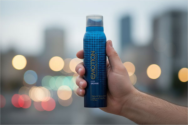 اسپری مردانه دیور ساواج ایموشن در دست مرد