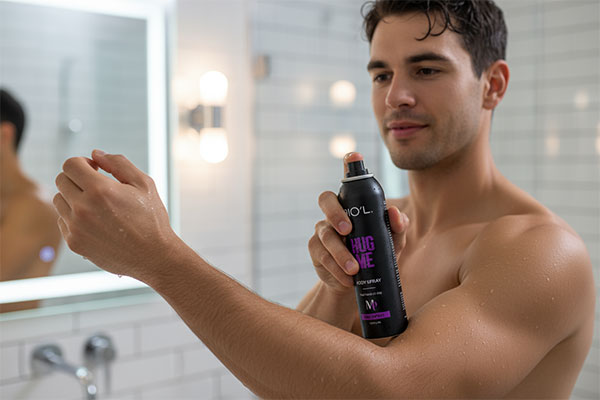 اسپری بدن مردانه هاگ می بیول در حال استفاده