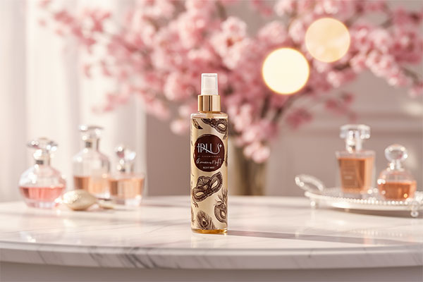 اسپری بادی اسپلش گلاموروس نایت آی پلاس روی میز آرایش لوکس