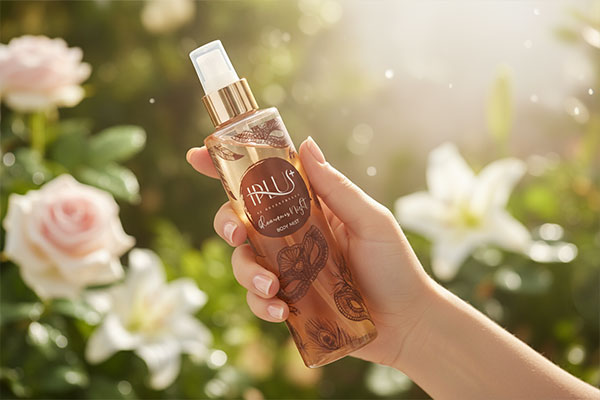 اسپری بادی اسپلش زنانه گلاموروس نایت آی پلاس در دست