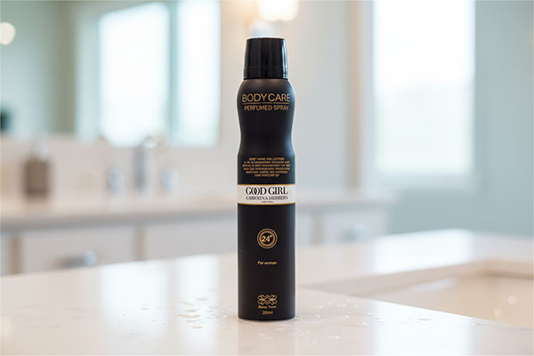اسپری بدن زنانه گود گرل بادی کر روی میز حمام مدرن