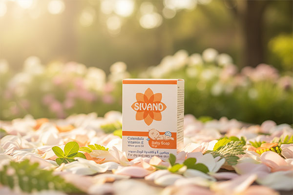 صابون کالاندولا سیوند در کنار گلبرگهای طبیعی