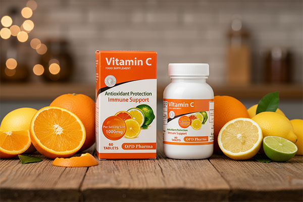 قرص ویتامین سی او پی دی فارما همراه با مرکبات
