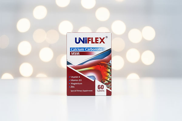 تصویر بستهبندی قرص یونی فلکس ابیان دارو برای سلامت استخوان و مفاصل