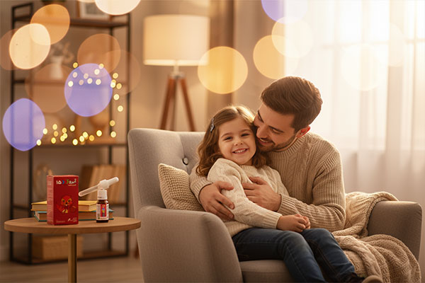 کودک شاد در کنار والدین با **قطره آیروکید**