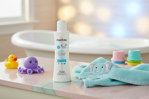 شوینده کرمی آتوپیک کودک ماتیلدا در حمام کودک