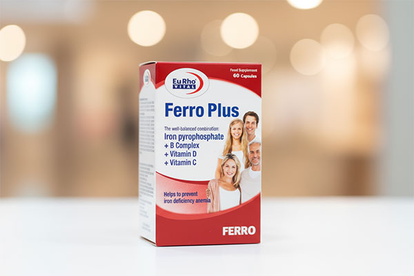 کپسول فرو پلاس یوروویتال روی سطح سفید