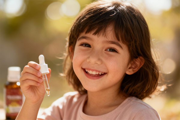 کودک خوشحال با قطره آهن فولیزومال