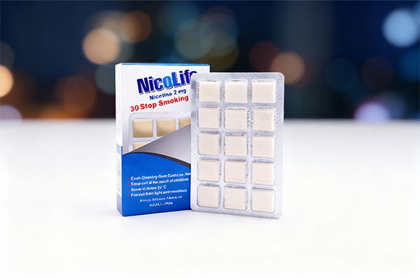 بسته آدامس ترک سیگار نیکلایف روی سطح سفید