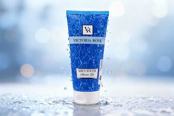 شاور ژل آکوا تاچ ویکتوریا رز با قطرات آب