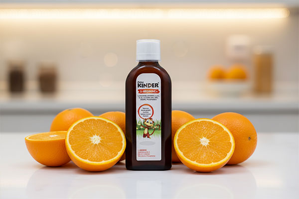 بطری شربت ال آرژنین پلاس کیندر با طعم پرتقال