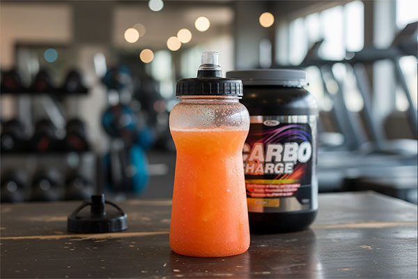 نوشیدنی ورزشی تهیه شده از پودر کربو شارژ کارن در محیط ورزشی