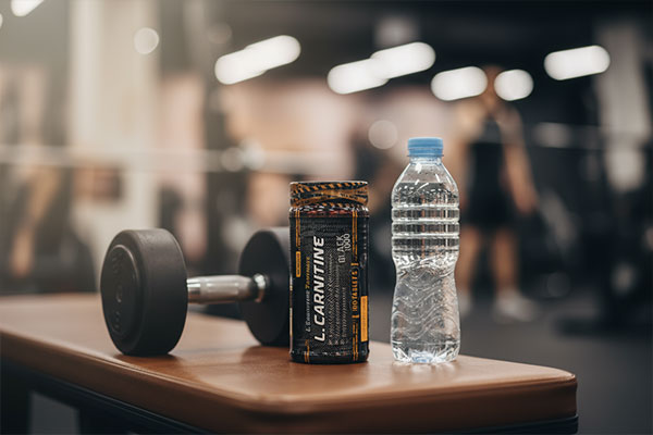 قرص ال کارنیتین ژن استار در کنار تجهیزات ورزشی