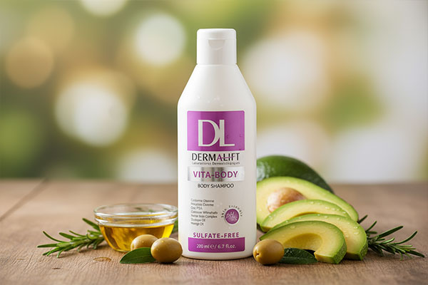 شامپو بدن ضد قارچ درمالیفت با مواد طبیعی مانند روغن زیتون و آووکادو