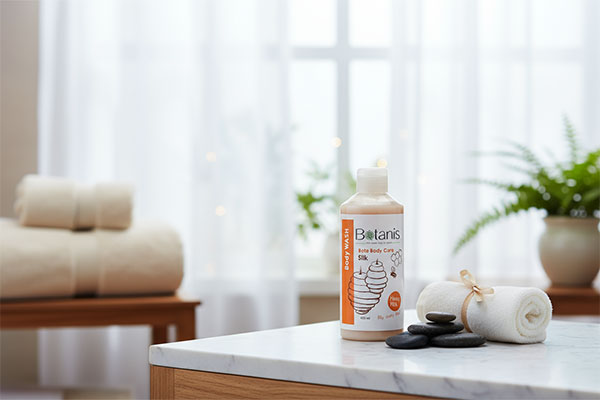 شامپو بدن کرمی نرم کننده بوتانیس در حمام لوکس