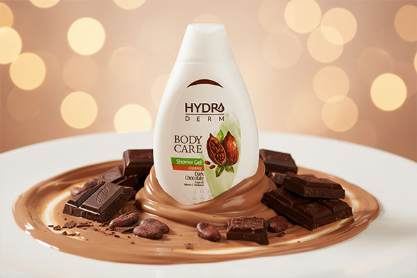 شامپو بدن هیدرودرم شکلات تلخ با تکه‌های شکلات