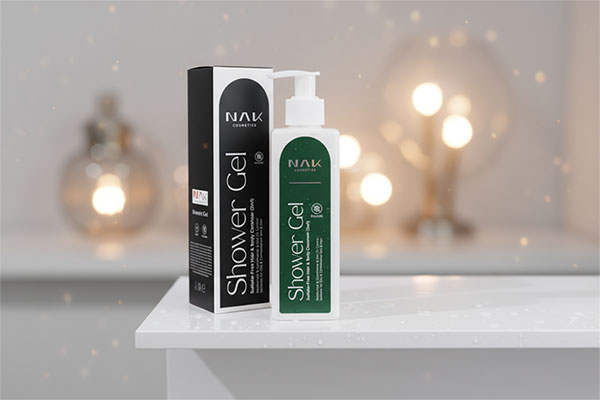 شاور ژل بدون سولفات پوست و موی چرب ناک روی قفسه حمام