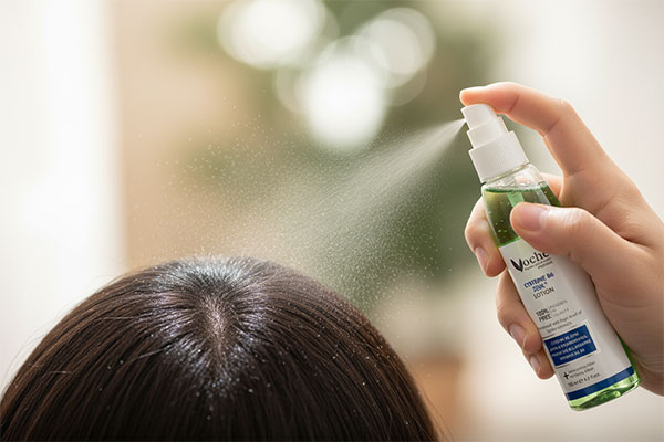 نحوه استفاده از تونیک تقویت‌ مو سیستین ب6 و زینک وچه روی پوست سر