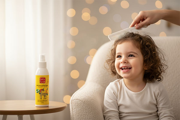 شانه زدن آسان موهای کودک با اسپری نرم کننده مو بیبی فرست