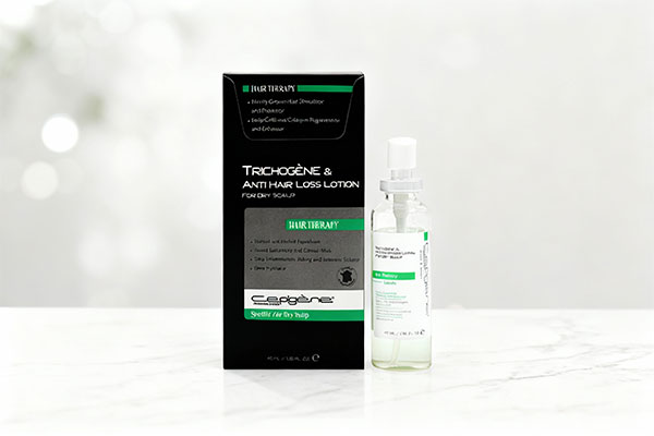 محلول تقویت کننده موهای خشک سپیژن روی سطح مرمر سفید