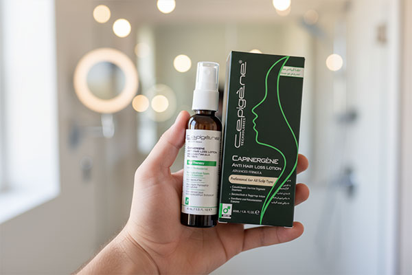 دست مردانه در حال استفاده از محلول ضد ریزش موی سپیژن برای آقایان