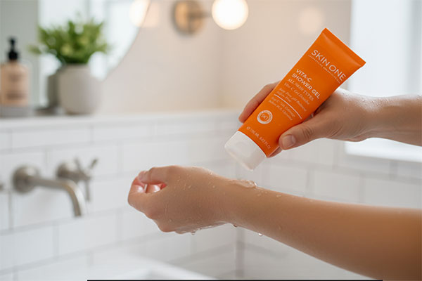 استفاده از شاور ژل ویتامین سی اسکین وان در حمام