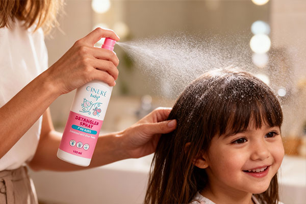 استفاده از اسپری نرم کننده مو کودک سینره توسط والدین