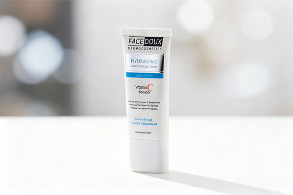 کرم آبرسان ویتامین سی هیدرازوم فیس دوکس روی سطح سفید