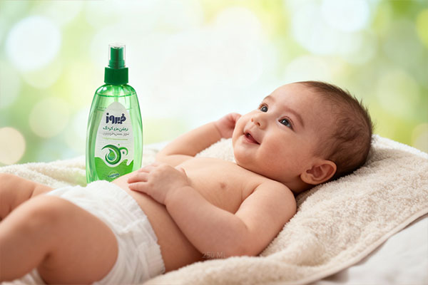 مراقبت از پوست کودک پس از حمام با اسپری روغن بدن آلوئه ورا فیروز