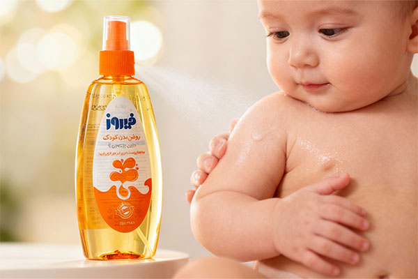 اسپری روغن بچه ویتامین ای فیروز برای پوست حساس کودکان