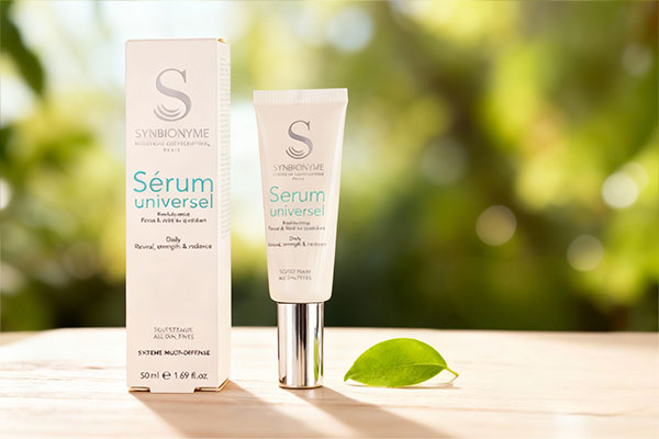 سرم شفاف‌کننده یونیورسال سین بیونیم کنار برگ و آب