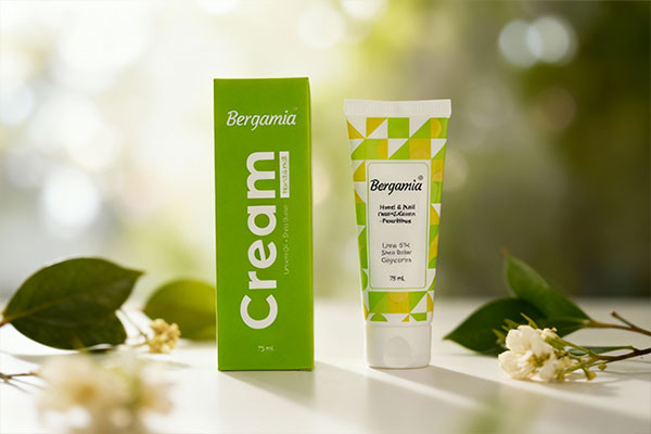 تصویر کرم مرطوب کننده دست و ناخن روغن کتان برگامیا با طراحی زیبا
