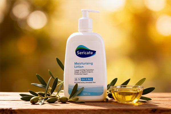 لوسیون آبرسان سری کیت در کنار برگهای زیتون