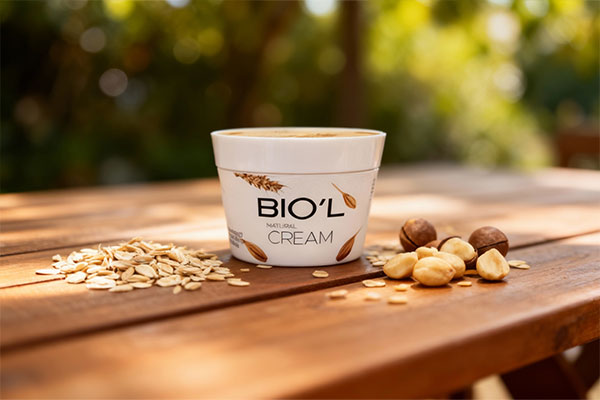 کرم مرطوب کننده جو دوسر و ماکادمیا بیول 200 میلی لیتر روی سطح مرمر سفید