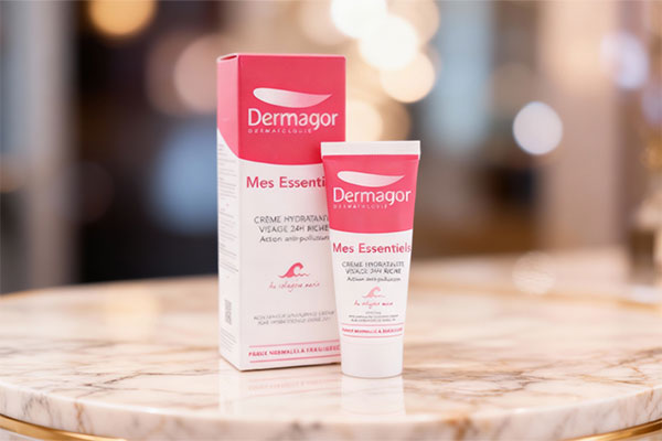 کرم مرطوب کننده 24 ساعته مای اسنشیال لایت درماگور روی زمینه سفید