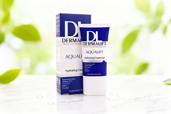 کرم ژل آبرسان پوست خشک آکوالیفت درمالیفت روی سطح مرمر سفید