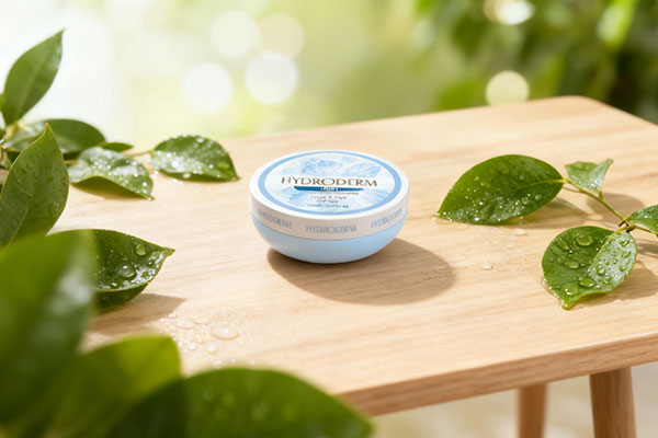 کرم آبرسان میست هیدرودرم با عناصر طبیعی و برگهای سبز