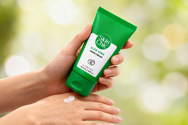 Applying moisturizing hand cream for soft skin