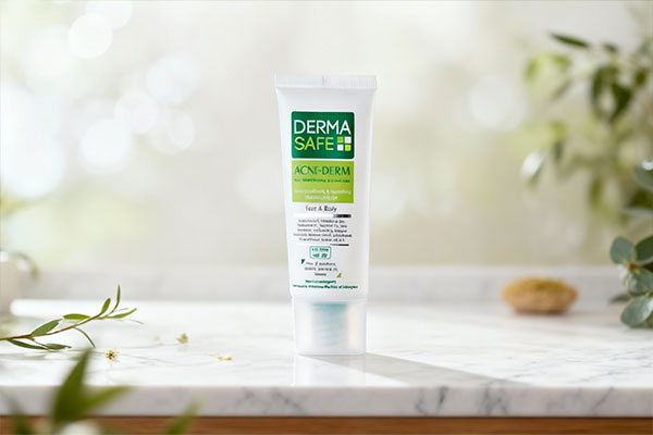 ژل مرطوب کننده پوست چرب آکنه درم درماسیف روی سطح مرمر سفید