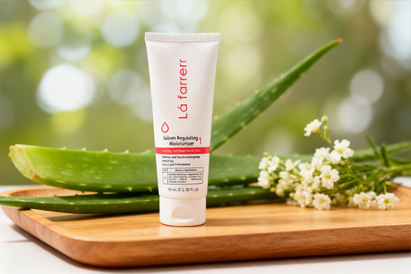 کرم تنظیمکننده چربی و آبرسان لافارر کنار برگهای آلوئهورا