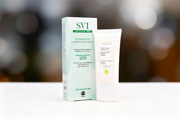 کرم مرطوب کننده پوست چرب اس وی آی روی سطح مرمر سفید