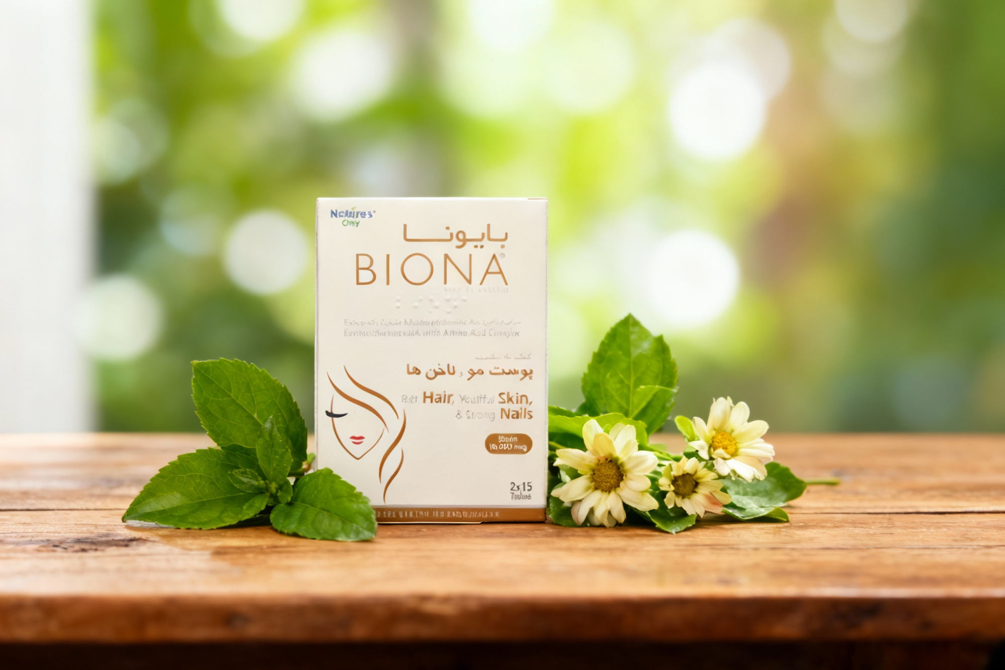 قرص بایونا نیچرز اونلی همراه با عناصر طبیعی برای سلامت پوست و مو