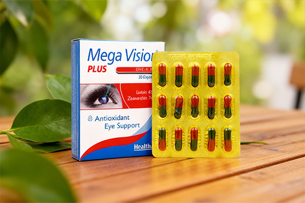 کپسول مگا ویژن پلاس هلث اید با ترکیبات طبیعی برای چشم