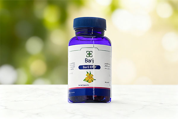 کپسول روغن گل مغربی ای پی او باریج اسانس روی سطح مرمری