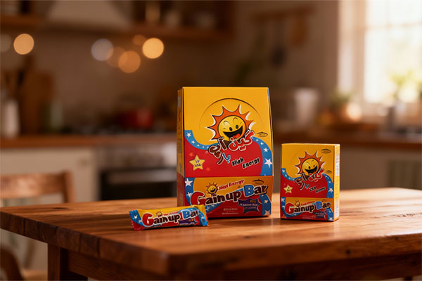 شکلات گین آپ بار کارن روی میز چوبی